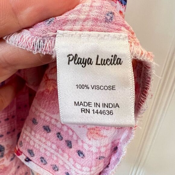 Playa Lucila Women’s Small Drop Waist Mini Dress in Multi Pink Floral Ruched - Picture 12 of 15